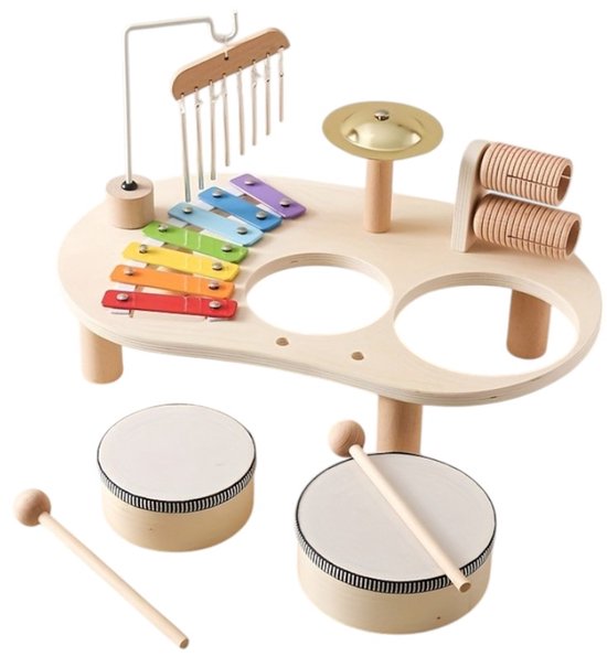 Dutchers® Montessori Muziektafel – Educatief Houten Speelgoed vanaf 18 maanden – Muzikale Activiteitentafel met Instrumenten – - Speelgoedtafel - Muziekspeelgoed Tafel voor Kinderen – Speeltafel voor Peuters – Creatieve Kindertafel Cadeau