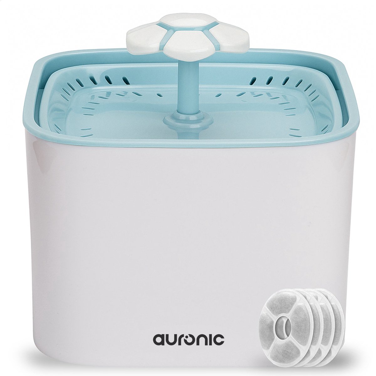 Bol.com Auronic Drinkfontein voor Kat - Katten en Honden - Stille 2L Waterfontein met 4 Filters - Waterbak - Drinkbak - Wit aanbieding