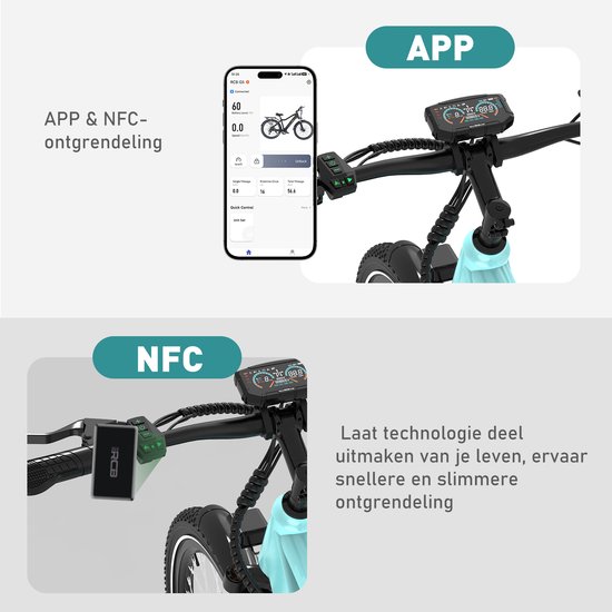 RCB G5 Elektrische Fiets - Lichtgewicht Aluminium Frame - 250W Motor - 36V 13Ah Verwijderbare Batterij - 7 Versnellingen - Met App, NFC & LCD Display - Comfortabel & Roestvrij - Voor Dames en Heren - Actieradius 80km van RCB — afbeelding 5