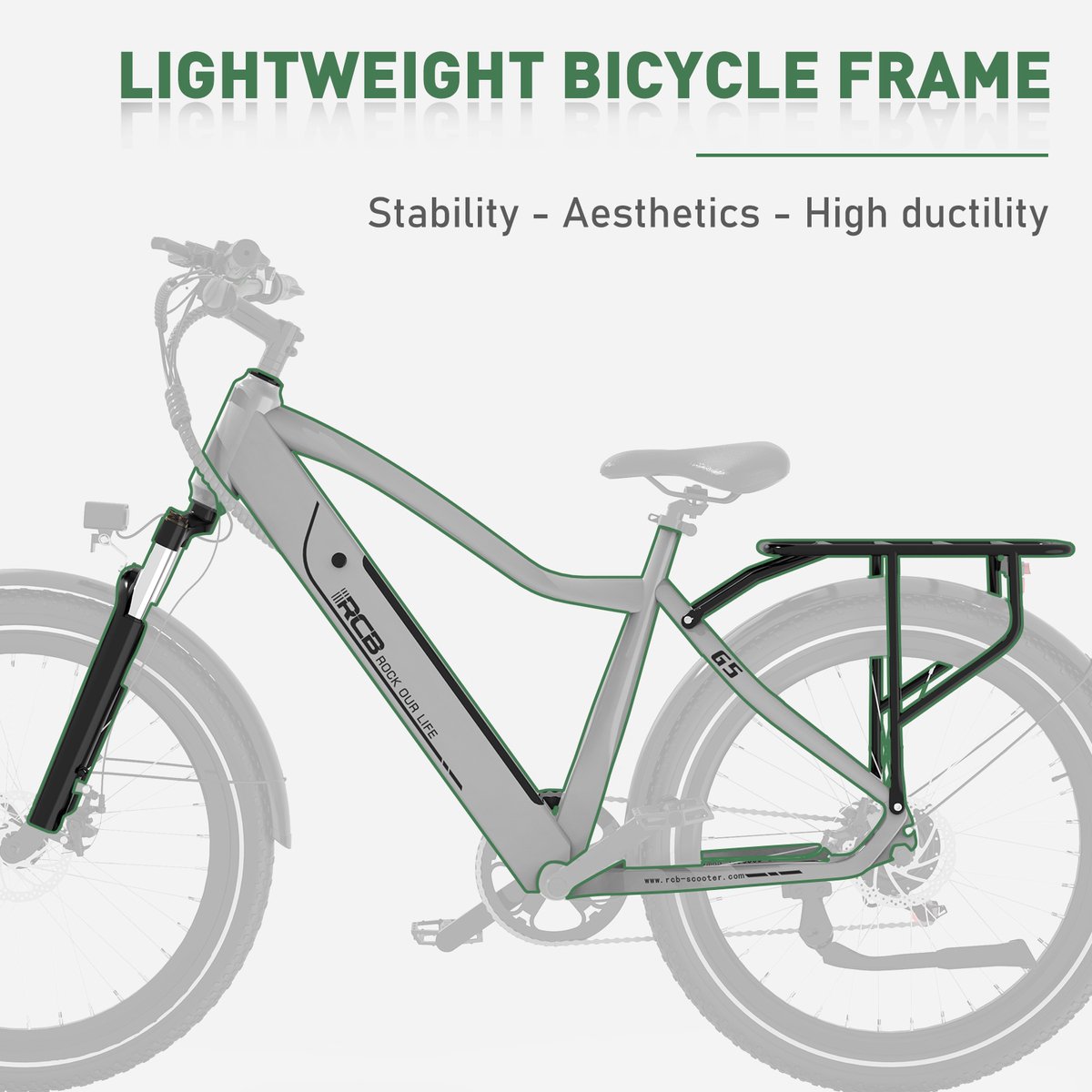 RCB G5 Elektrische Fiets - 27.5 Inch - Lichtgewicht Aluminium Frame - Actieradius 80km-zilver thumbnail 4