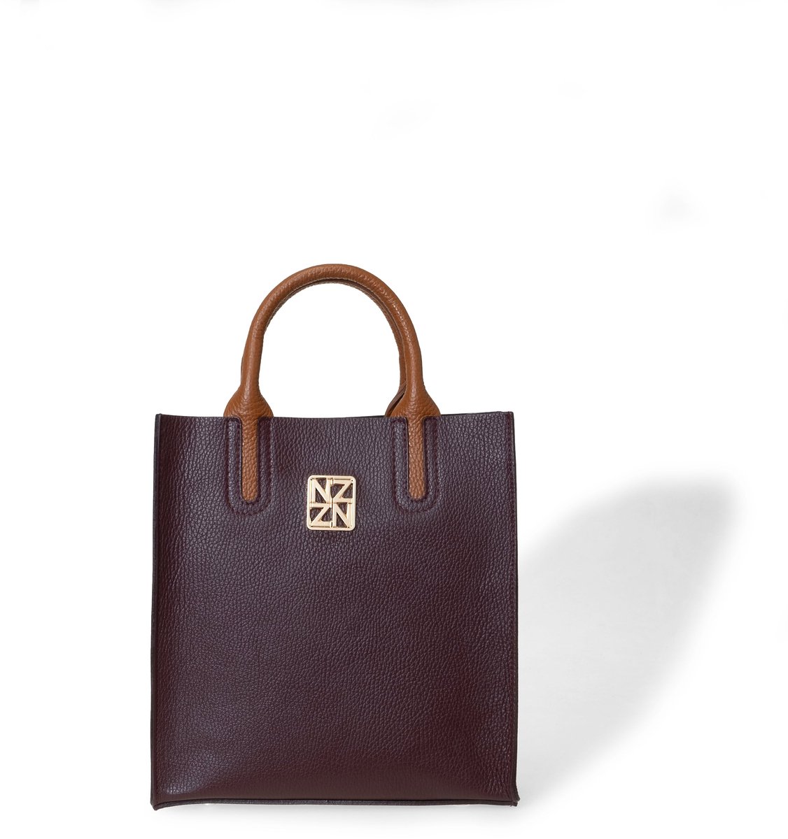 NANZ Milano Compacte Tote van Gekorreld Leer - Bordeauxrood