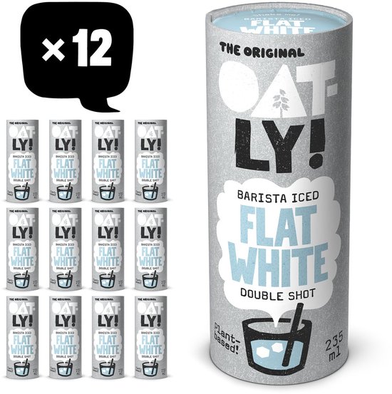 Oatly Haver Barista Iced Flat White - 12x235ml - Plantaardige ijskoffie - Koffie - Voordeelverpakking