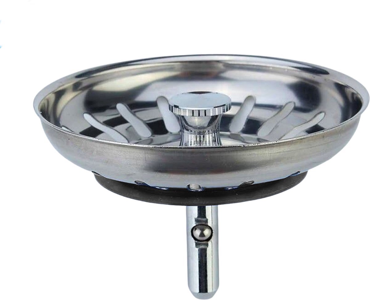 Gootsteen Zeef Afvoerstop voor de Keuken 80 mm - Korfplug - Afvoerplug - Universeel - Gootsteen zeef - Gootsteen Zeven - zeef - Gootsteen Plug - 1 Stuk - RVS