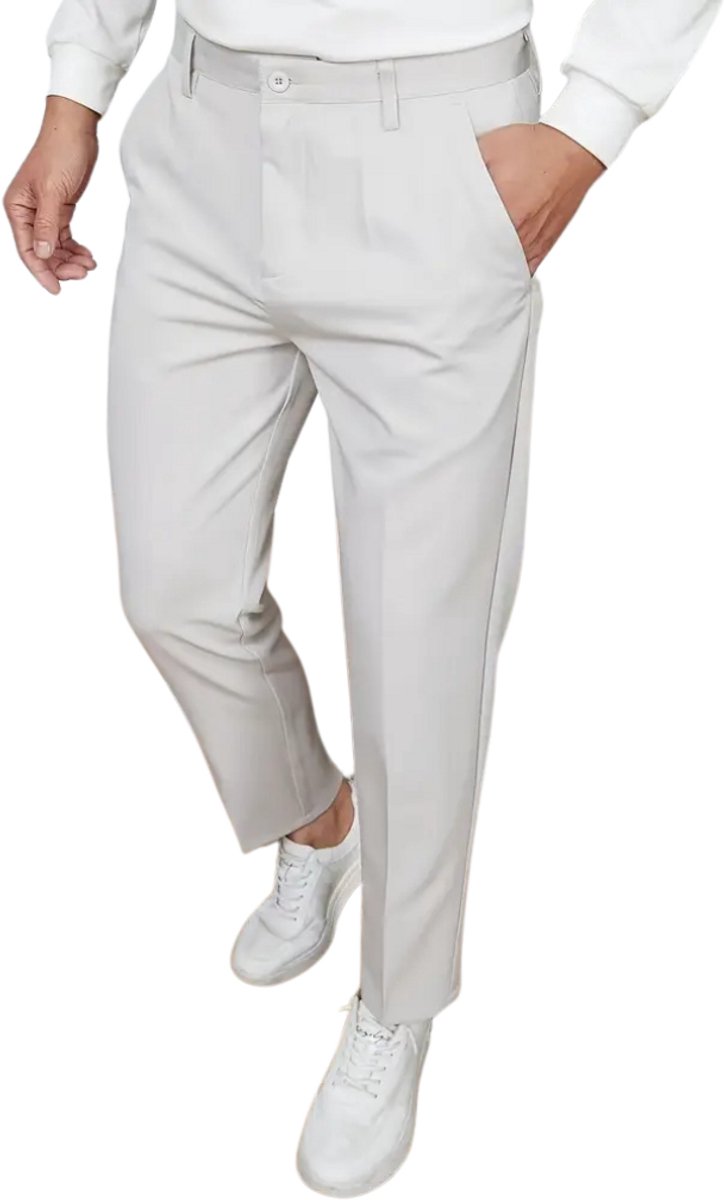 Livano Pantalon Heren Chino Golfbroek Nette Broek Elastische Tailleband Volwassenen Lichtgrijs 56