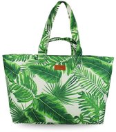 Fana Bags Grote Strandtas Palmprint - Weekendtas XL - Dames Shopper - Groen Palmbladeren - Big Shopper