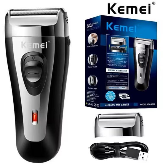 2in1 Kemei Scheerapparaat - Extra mesje + Aluminium Kap - Oplaadbare Body Shaver + Baard/Precisietrimmer - Perfecte Lichaamshaar Verzorging voor Dames en Heren - Kleur: Zwart