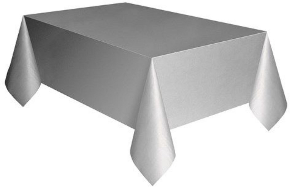 Tafelkleed - Cadebo - Zilver - 137x274cm - Plastic - Gratis Verzonden
