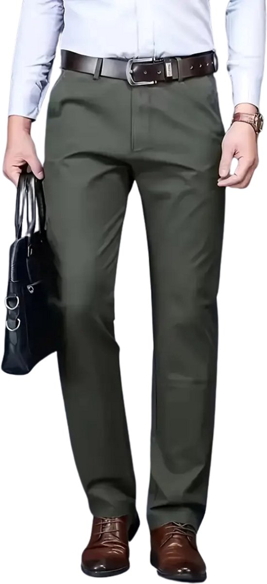 Bovista Pantalon Heren Chino Golfbroek Nette Broek Elastische Tailleband Volwassenen – 52 Groen