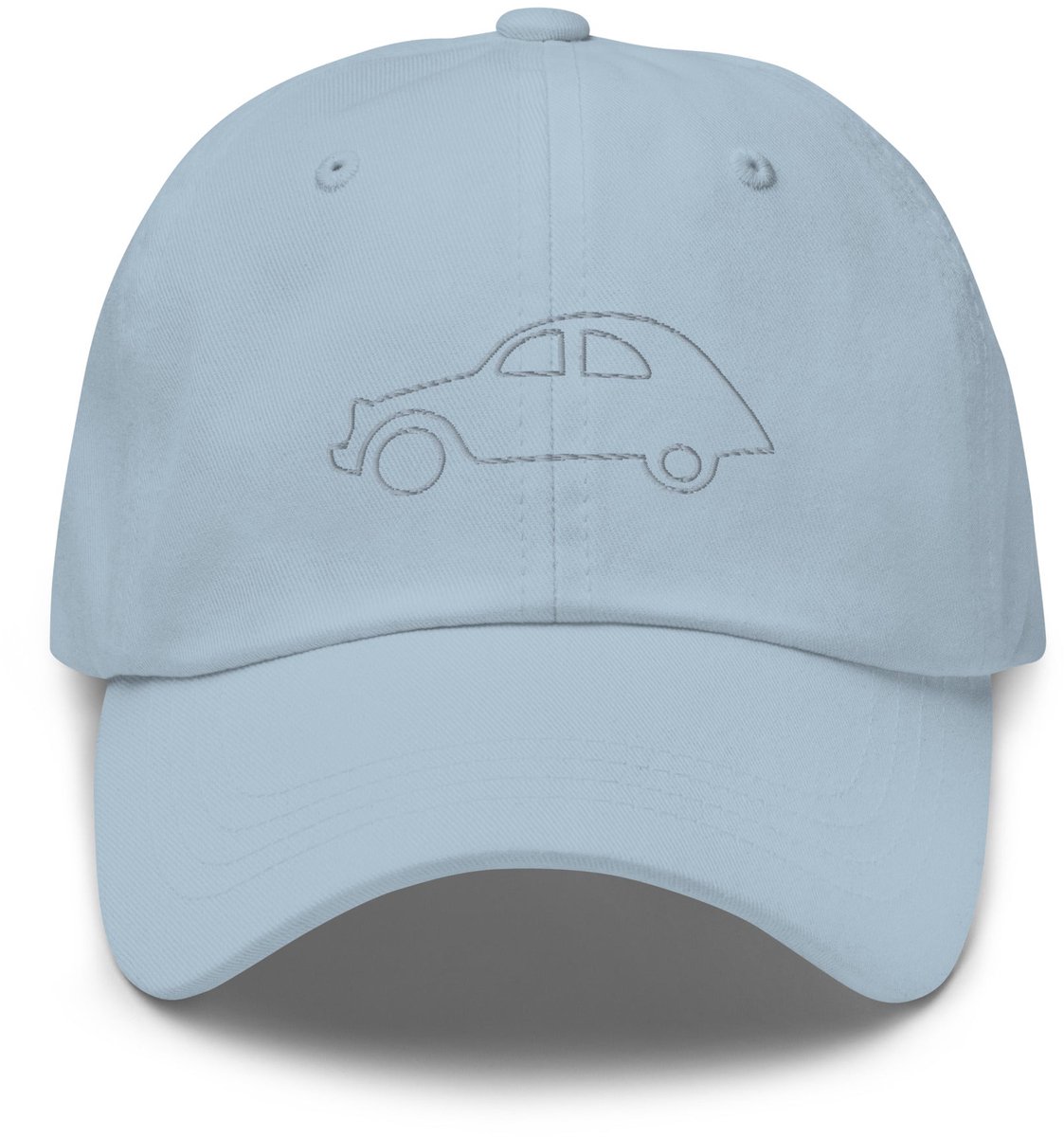 De2pktjes - Geborduurde Citroën 2cv pet lijntekening - Lichtblauw