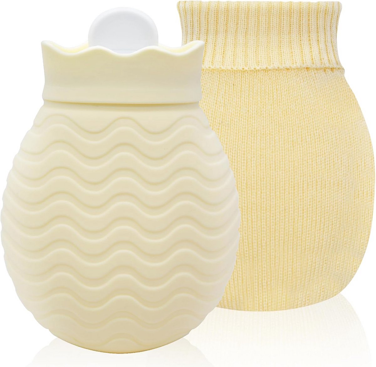 Kleine warmwaterkruik 320 ml mini-siliconen waterzak - warmte hand voetwarmer - menstruatieklachten nek schouderpijn - beige