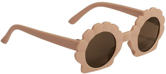Lunettes de soleil roses en forme de coquillage avec verres foncés et inscription 'LITTLE DUTCH' sur la branche.