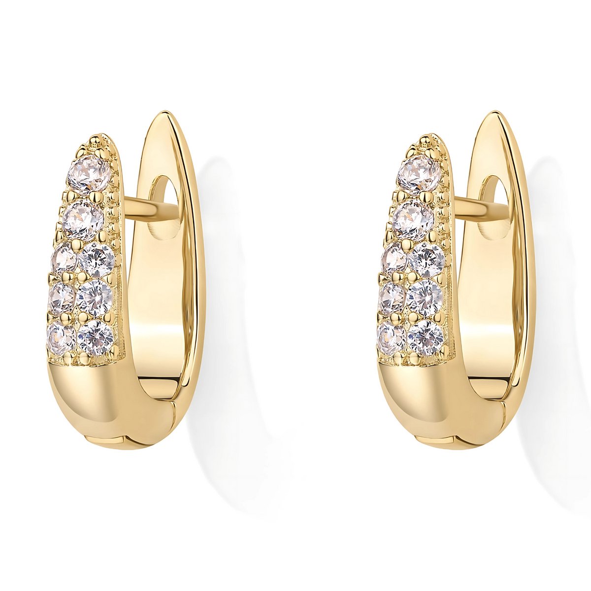 Innerlight® Majestic Glow - Oorbellen dames - 18K Goud Vergulde U-vormige Oorringen met Zirkonia - Oorbellen - 18K Goud Verguld - U-vormig - Zirkonia - Vrouwen Sieraden - Dames oorbellen - Oorringen - Oorhangers
