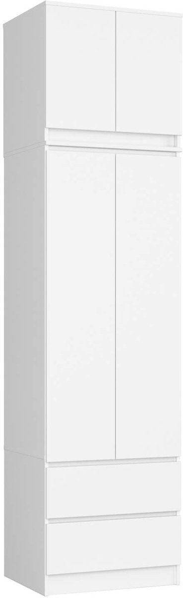 Akord Kledingkast STAR S60 met Opzetstuk, 2 Deuren en 2 Lades / AKORD Furniture Factory / Wit / 60 x 234 x 51 cm