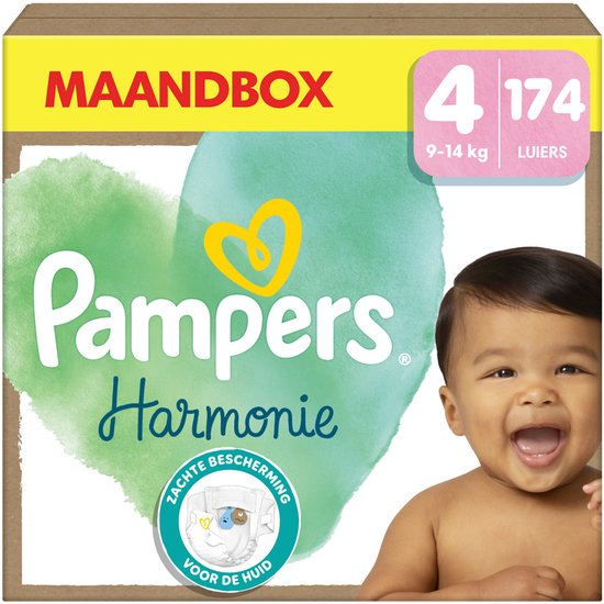 Pampers Harmonie Luiers - Maat 4 (9kg-14kg) - 174 Luiers - Maandbox