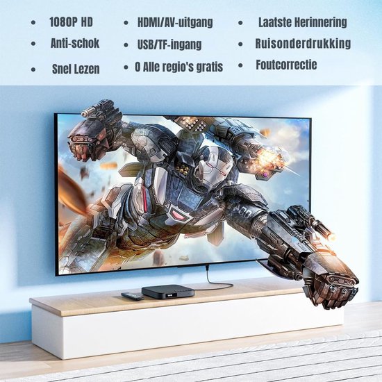 Zylo® DVD Speler met HDMI - Externe Dvd Speler - Blu Ray Spelers - Zwart - 16cm x 15cm x 4cm van Zylo® — afbeelding 4