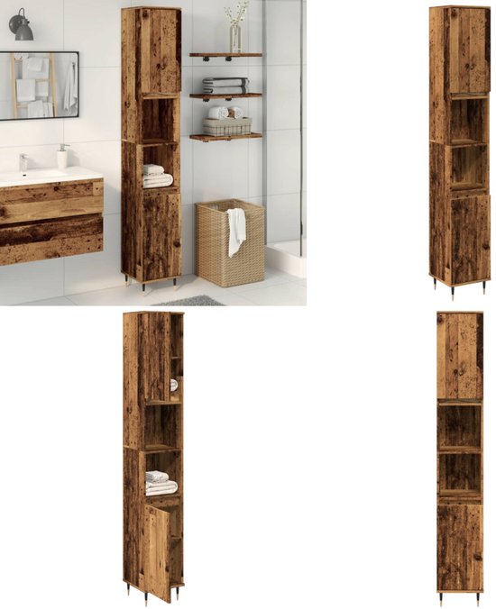 Dulap de baie vidaXL, sonoma gri, 30x30x183,5 cm, lemn prelucrat 815520 Dulap de baie vidaXL, sonoma gri, 30x30x183,5 cm, lemn prelucrat 815520