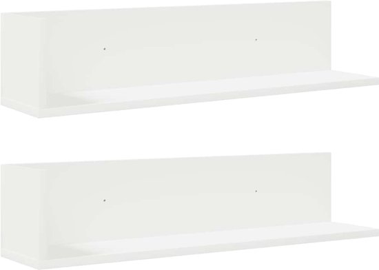 Wandschappen 2 st 100x16,5x16,5 cm bewerkt hout wit kopen? | .nl