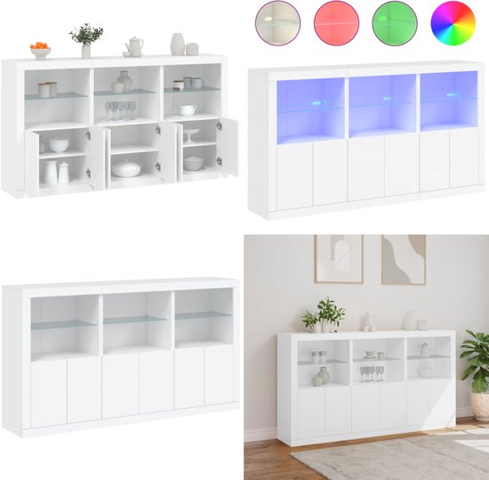 vidaXL Dressoir met LED-verlichting 60,5x37x100 cm grijs