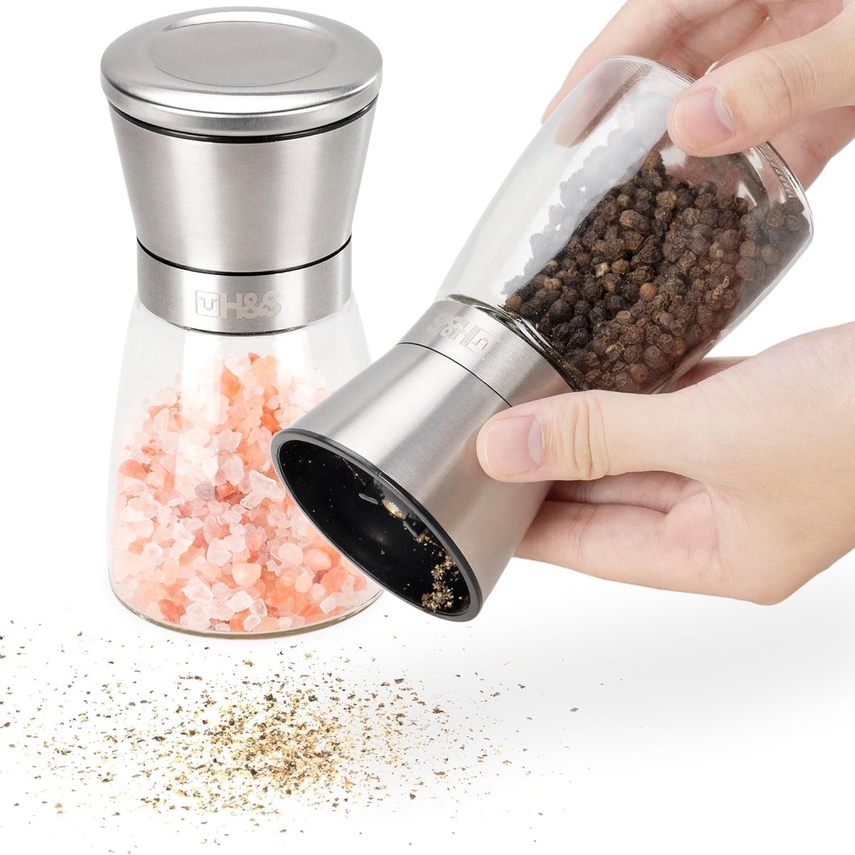 Zout en Pepermolen Set - RVS en Glas - Instelbare Korrelgrootte - Handig in de Keuken