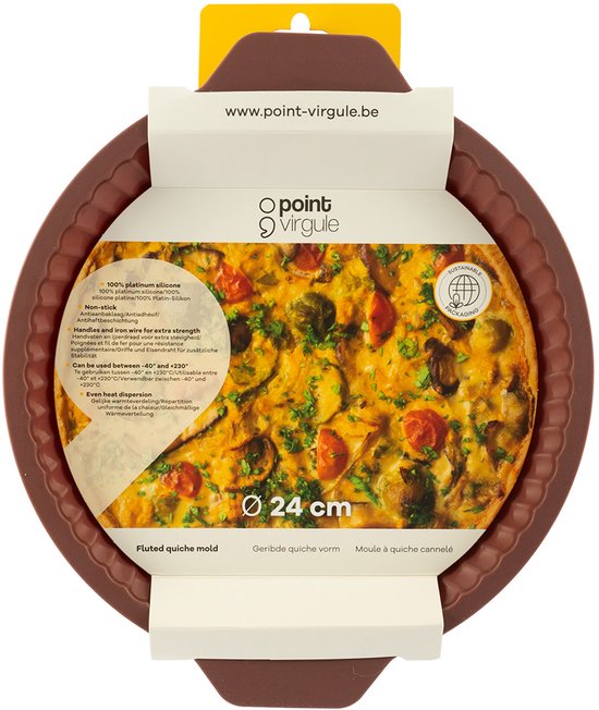 Moule à quiche rond côtelé Point-Virgule en silicone platine Vintage Maroon 24cm