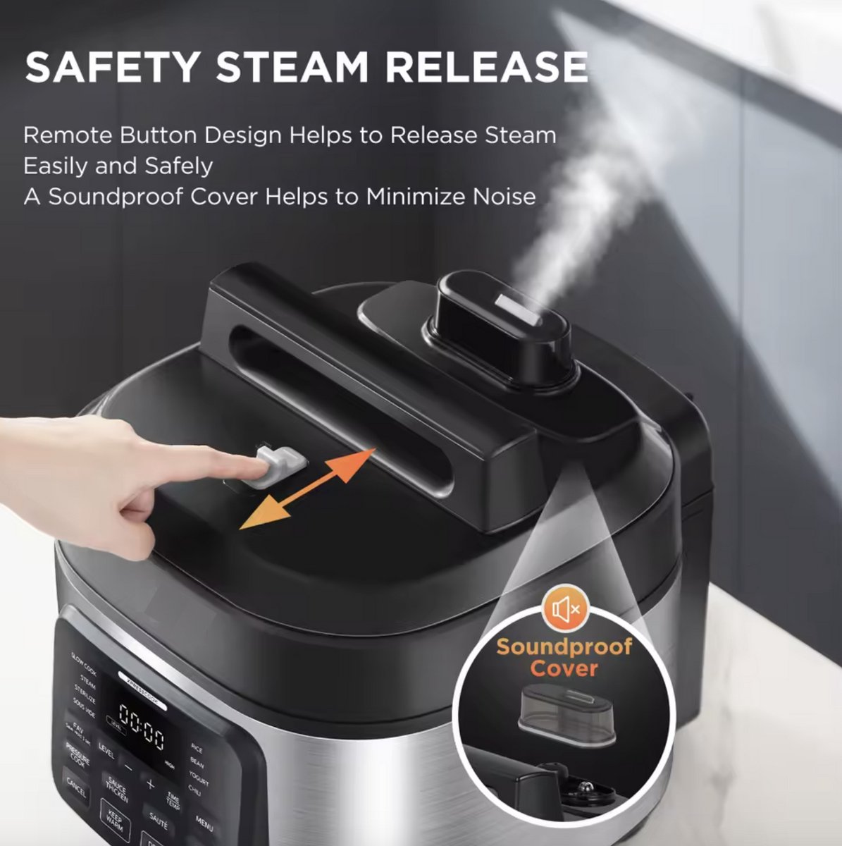 J&R Snelkookpan - 9-in-1 Multicooker - 6L snelkookpan - 12 kook functies - Rijstkoker - Rvs – foto 3