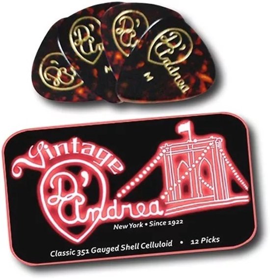 Shell Plectuim D'Andrea - 351 Vintage Shell Celluloid - Plectrum - Medium 0.71 mm ...