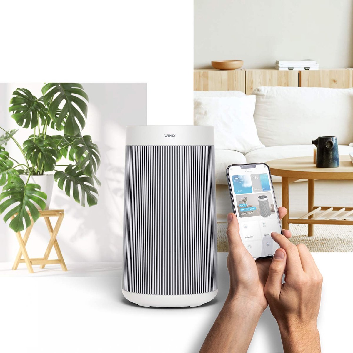 Winix T800 Wifi - Slimme Luchtreiniger met vervangbaar 3-in-1 Hepa filter + PlasmaWave Technologie - Cadr 500m³ p/u en tot 120m² - Getest en Gecertificeerd op Hooikoorts, Allergie en Fijnstof - Winix Smart App, Google Assistant, Amazon Alexa thumbnail 7