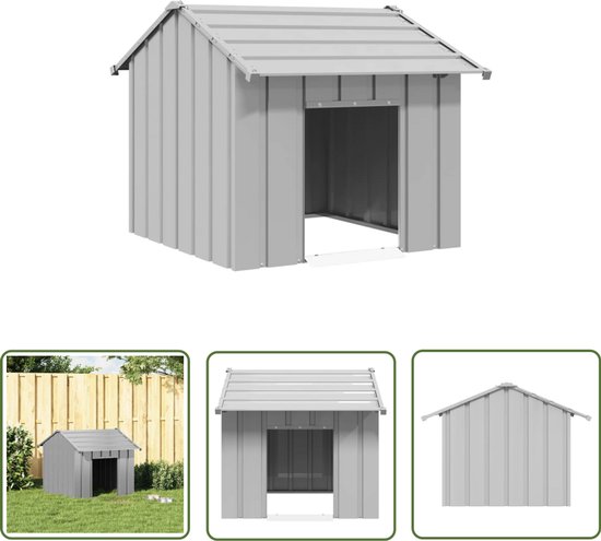 The Living Store Hondenhok met dak 85x107x81 cm gegalvaniseerd staal - Hond Hok - Hondenuitlaat - Buitenverblijf Hond - Hondenhuis - Honden Shelter