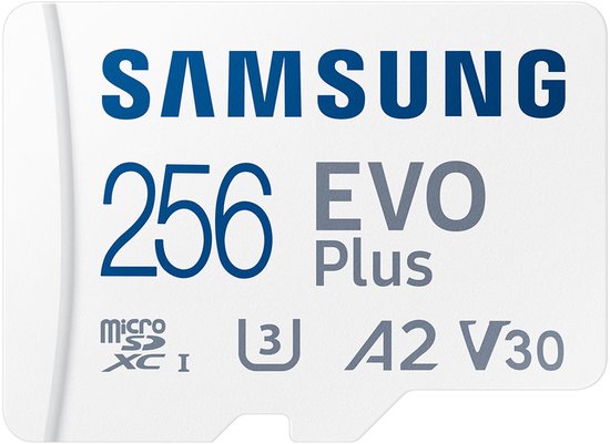 Samsung EVO Plus - Micro SD Kaart - Inclusief SD Adapter - 130 MB/s - 256 GB