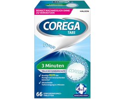 Corega Gebitsreiniger Tabletten 3 Minuten – 66 – Snelle reiniging van kunstgebitten - 66 stuks