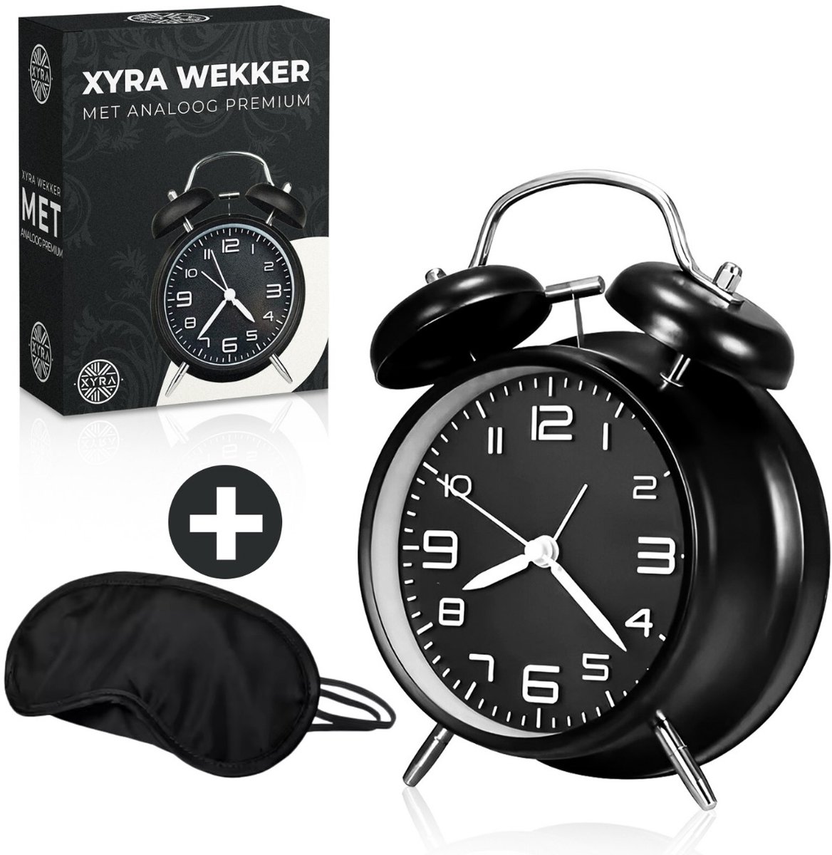 Retro 4-inch wekker met dubbele bel op batterijen, stil, analoog quartz met achtergrondverlichting in de slaapkamer/zware slaper (zilver