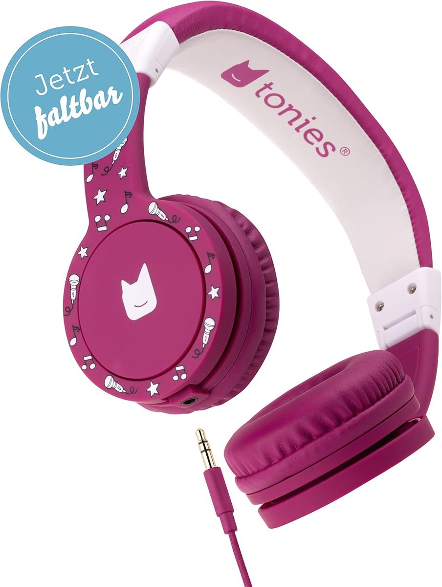 Verstelbare en opvouwbare kinderhoofdtelefoon met volumebegrenzing - over-ear hoofdtelefoon met kabel en gevoerde hoofdbanden