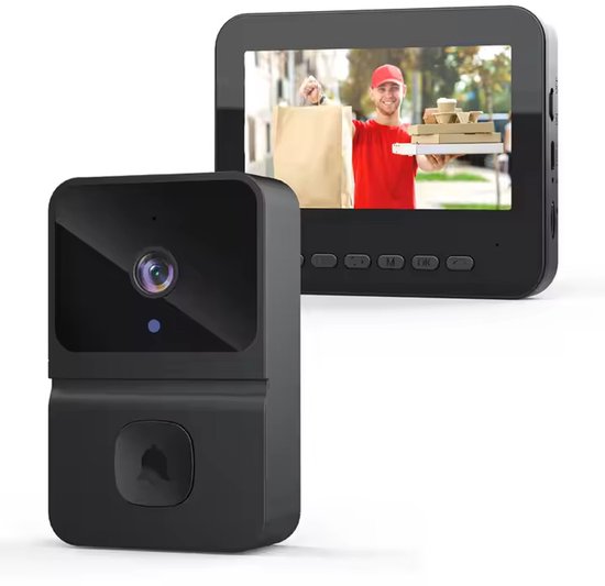 Draadloze Video Deurbel met Scherm 4.3 Inch Zwart - Draadloze - €59,50