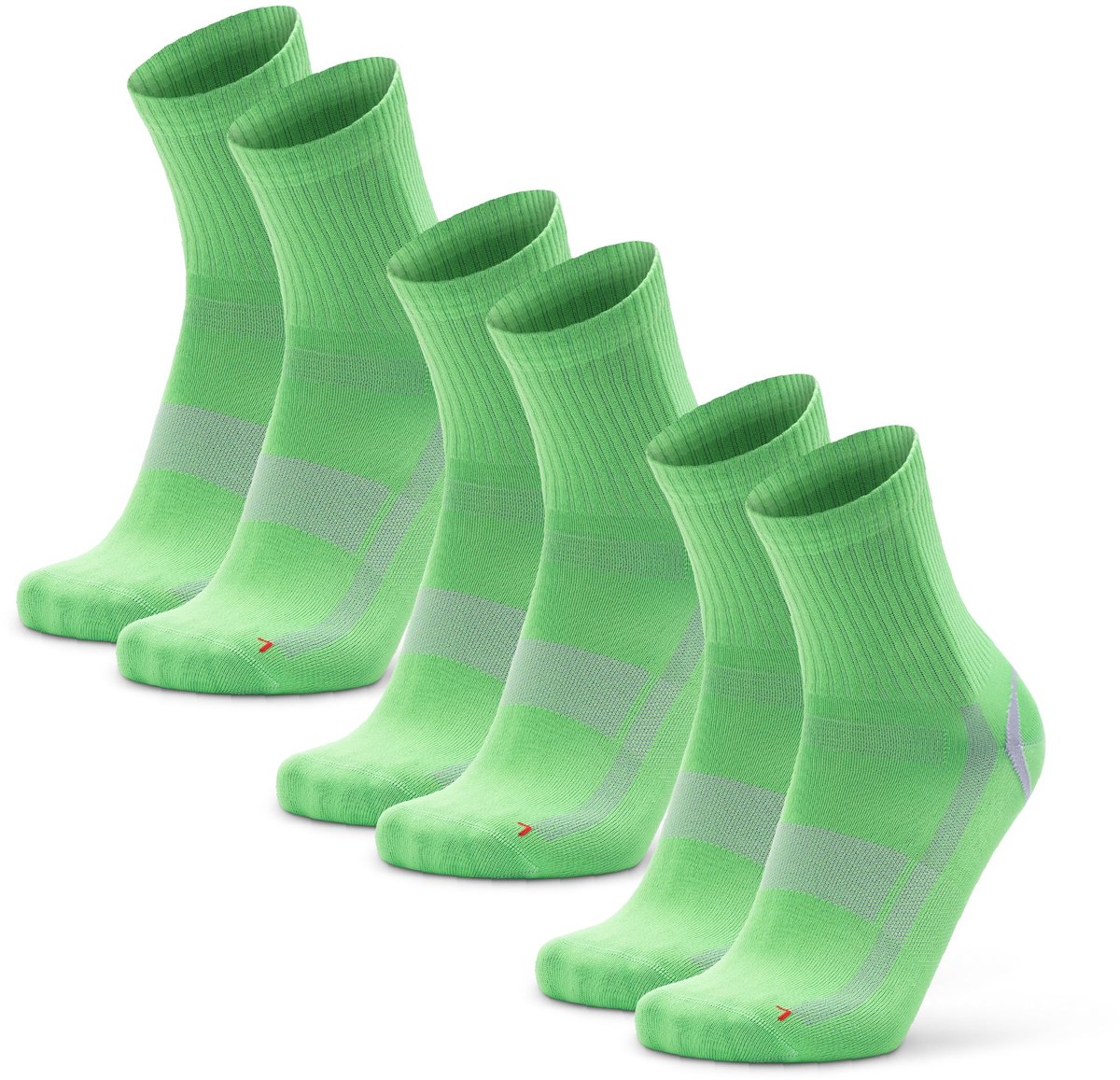 DANISH ENDURANCE Korte Sport Sokken - Lichte Compressie - Anti Blaren - 3-paar - Groen/Grijs - Maat 39-42