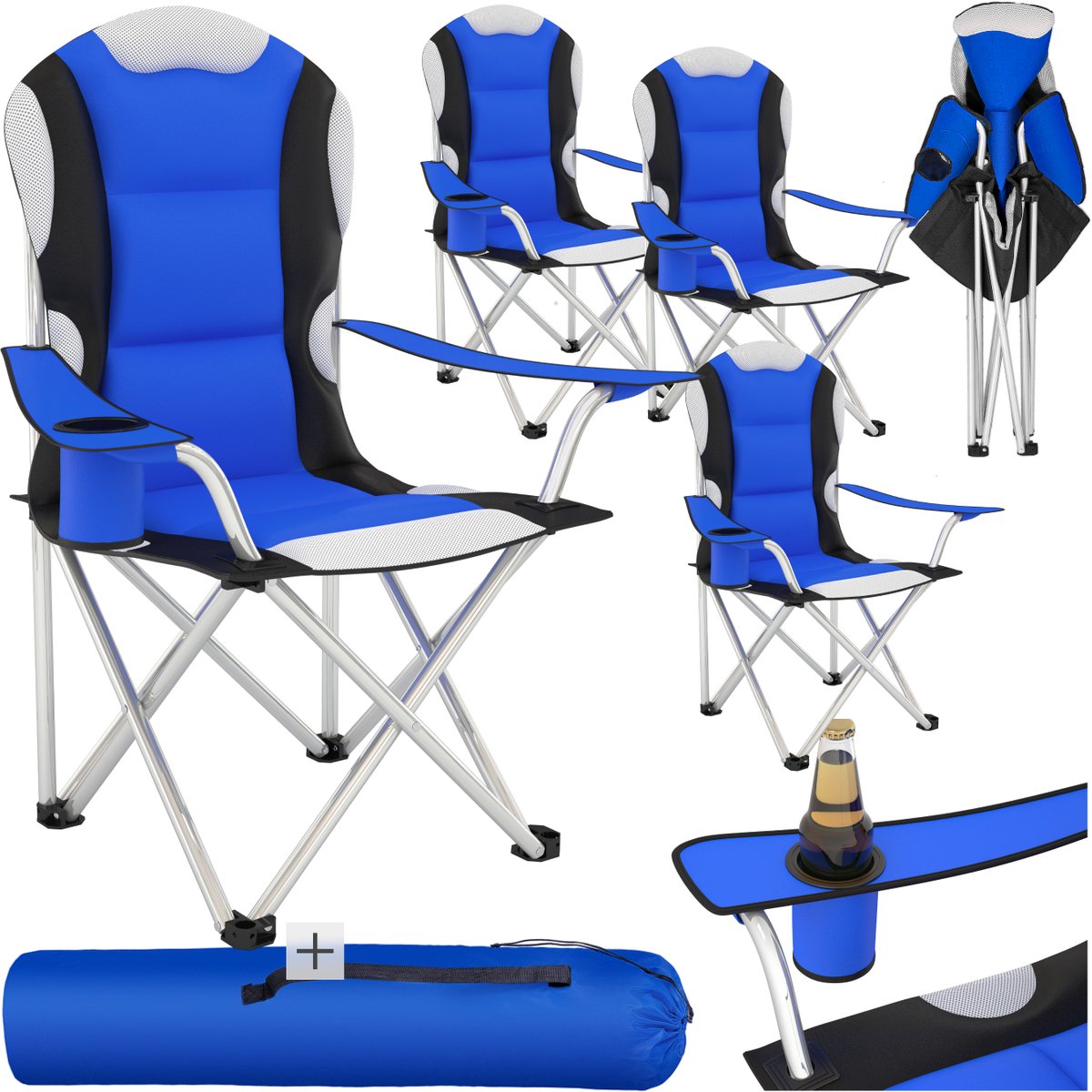 Tectake Stoelenset Luxe Campingstoelen - Blauw;Zwart