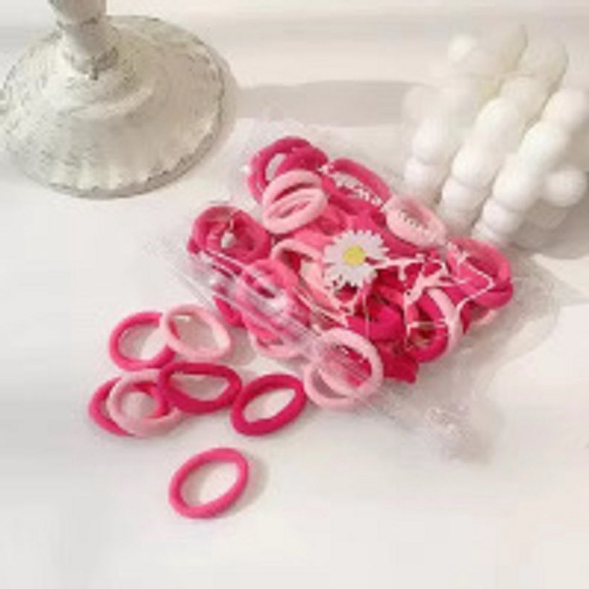 Haarelastiekjes mini endless. 50 stuks roze tinten, 2cm breed. kleine haarelastiekjes voor meisjes - baby's