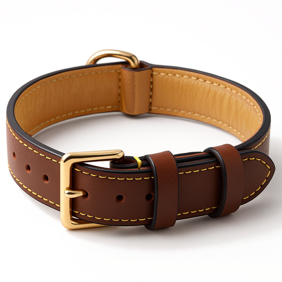 Bol.com Brute Strength - Luxe leren halsband hond - Bruin - L - (46 - 53 cm) x 3,5cm - Honden halsband - Hondenhalsband - Halsba... aanbieding
