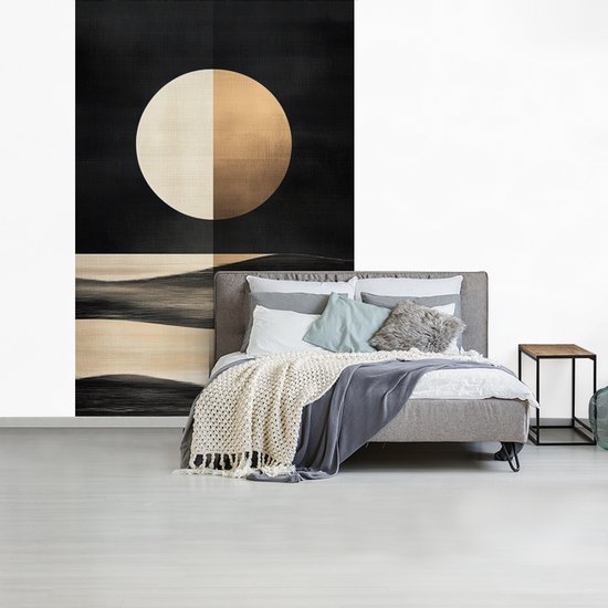 Behang - Fotobehang Maan - Cirkel - Goud - Breedte 160 cm x hoogte 240 cm