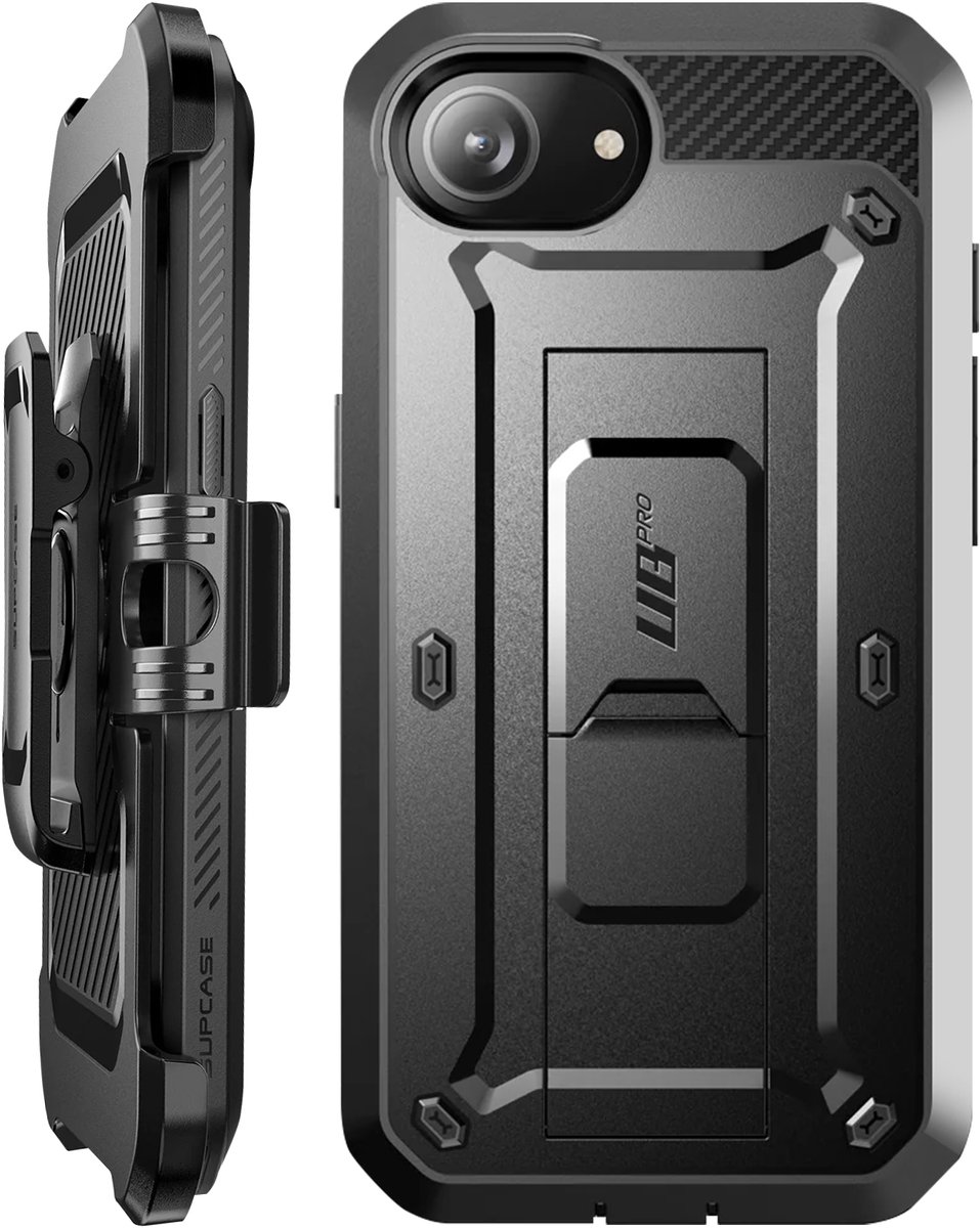 Supcase 360 Backcase hoesje met screenprotector geschikt voor iPhone 17e / 16e - Zwart