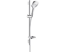 hansgrohe Raindance Select E doucheset 120 3jet met Unica'S Puro glijstang 65 cm en zeepschaal chroom