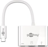 Goobay USB-C naar HDMI 4K 30Hz, USB-A en USB-C PD 60W adapter / wit - 0,15 meter