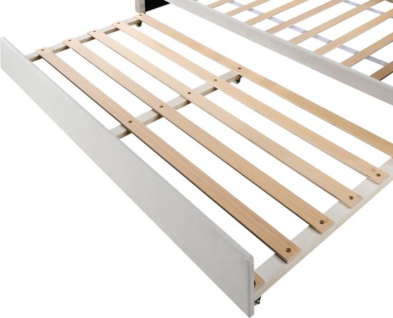 Méridienne - Méridienne 90x200cm avec lit gigogne - canapé-lit - lit simple - sans Matras - velours - lumière d'ambiance changeante de couleur - beige