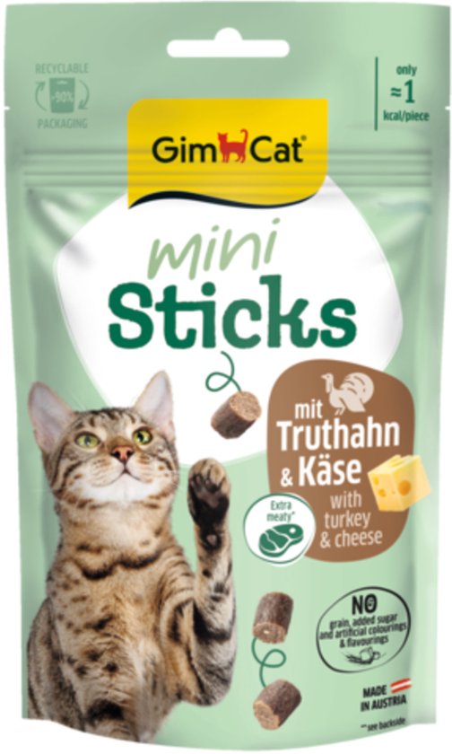 Gimcat Mini Sticks - Kattensnack - Kalkoen Kaas 50 g