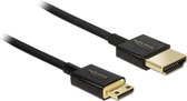 DeLOCK Dunne Mini HDMI - HDMI kabel - versie 2.0 (4K 60Hz) / zwart - 0,50 meter