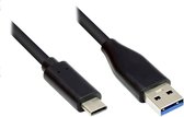 USB-C naar USB-A kabel - USB3.0 - tot 0,9A / zwart - 5 meter