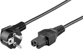 Apparaatsnoer met rechte C15 plug en haakse stekker - 3x 0,75mm / zwart - 2 meter
