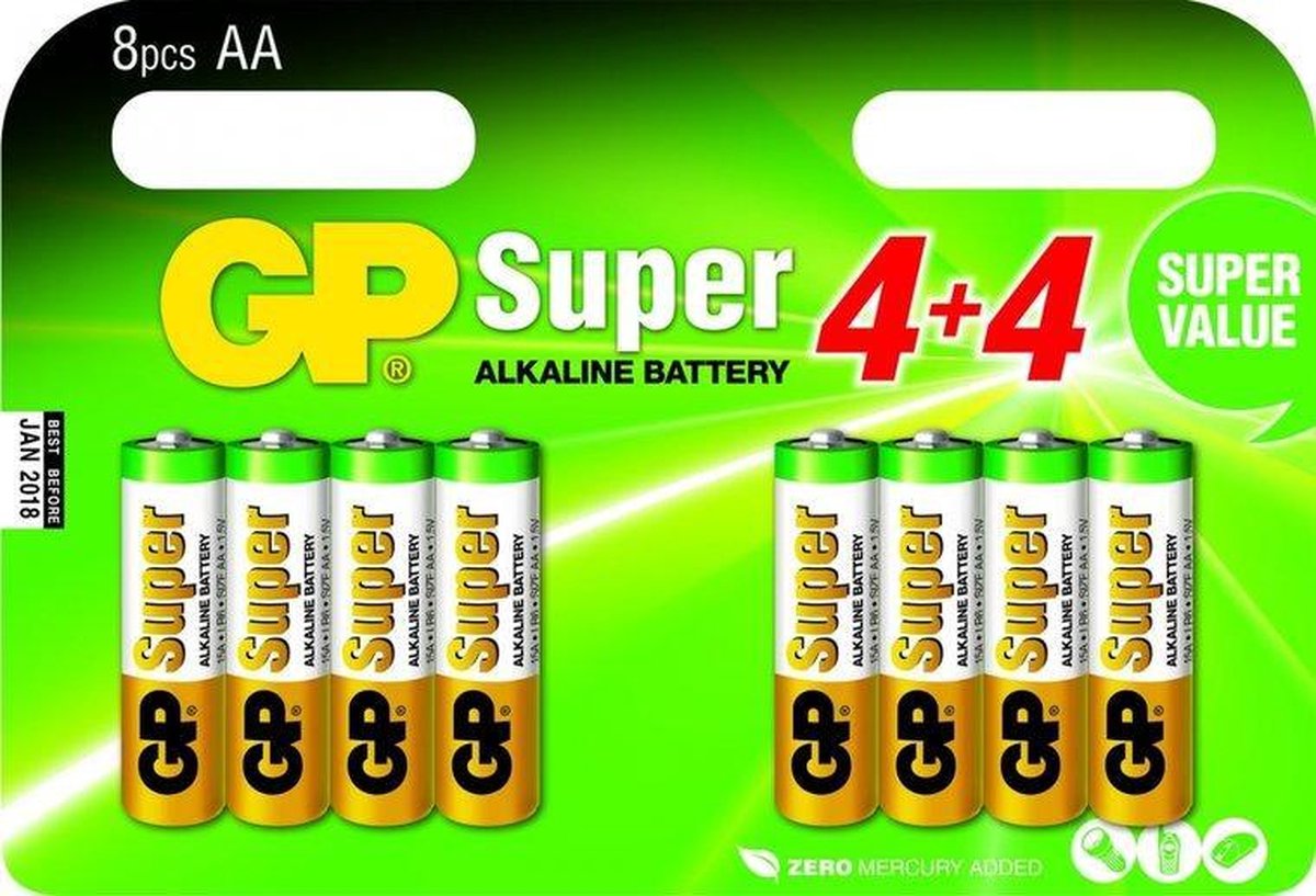 AA batterijen multipack - 8 stuks - GP