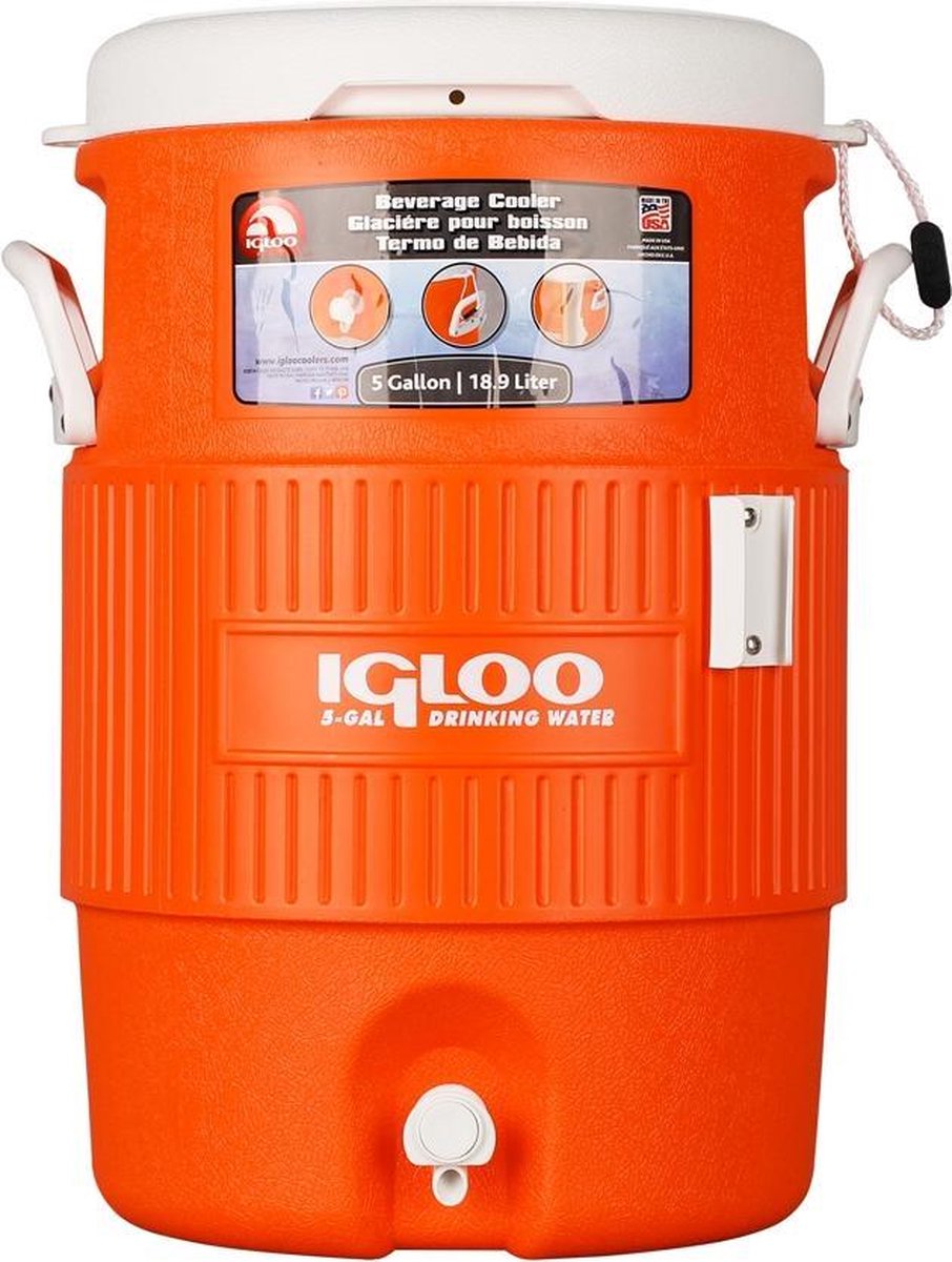 Igloo 5 Gallon Seat Top - Drankdispenser / drankkoeler - 18 Liter - Oranje