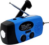 Radio d'urgence Solar NovaWare à manivelle - Powerbank à énergie solaire de 5 000 mAh - FM/ AM - Pack d'urgence - Radio portable - Batterie - Blauw
