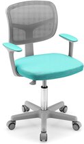 Bol.com COSTWAY 360° draaibare kinderbureaustoel 80-915 cm in hoogte verstelbare jeugdstoel met rugleuning en armleuningen compu... aanbieding
